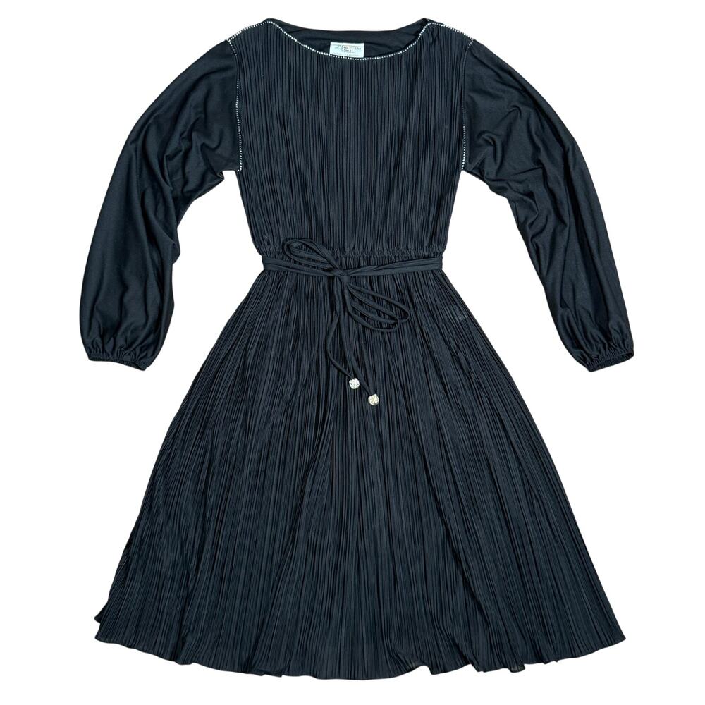 Vintage P.C.F Petites by Hal Ferman 70s Black Long Sleeve Dress Size 6